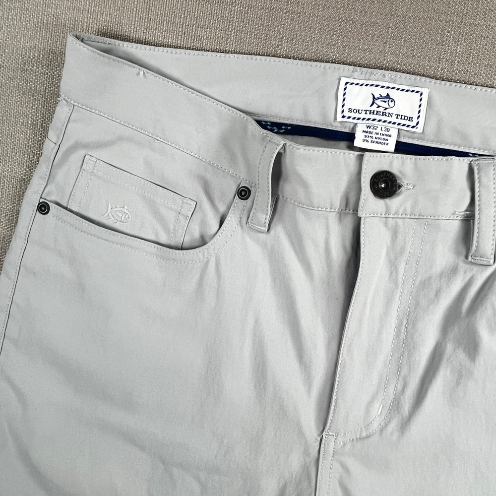 Southern Tide Performance Pants Men 32x30 Light Gray 5 Pocket Straight Leg 32009